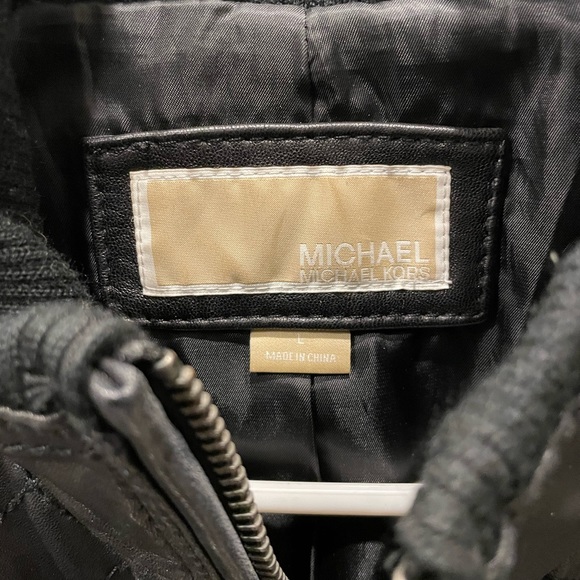 Michael Kors Black Leather Jacket (Size L) - Picture 3 of 4